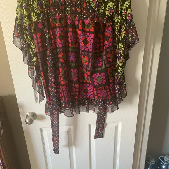 Anna Sui Floral Patchwork Mini Dress - Green and Pink - Picture 7 of 13